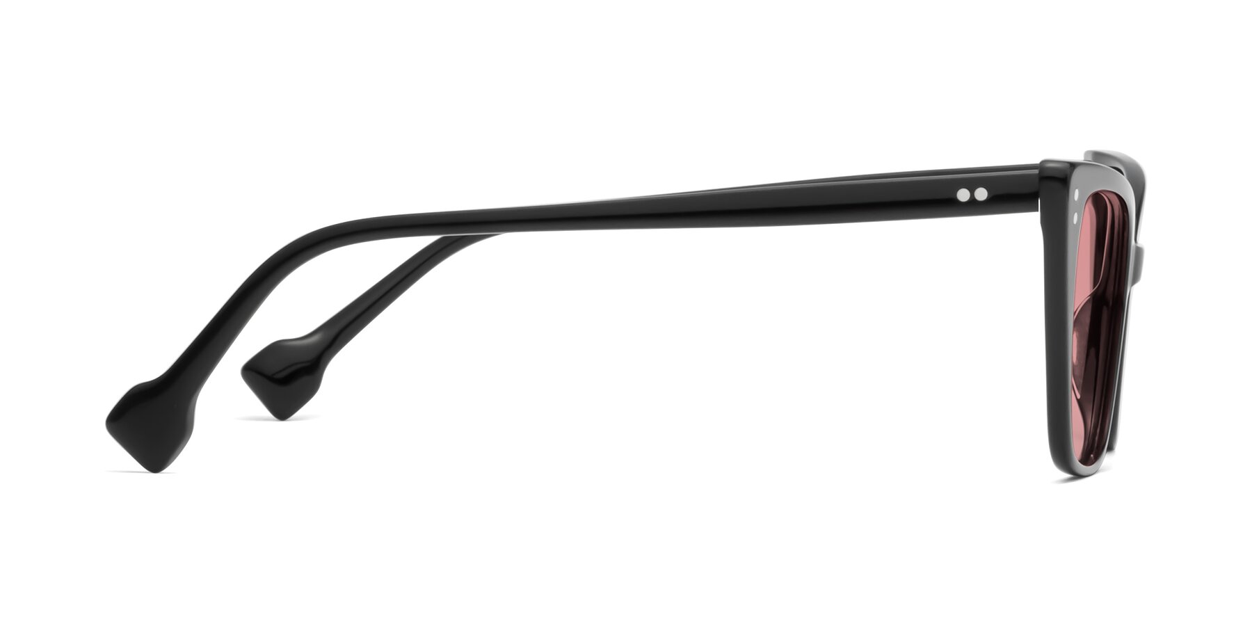 Side of 1491 in Black with Medium Garnet Tinted Lenses