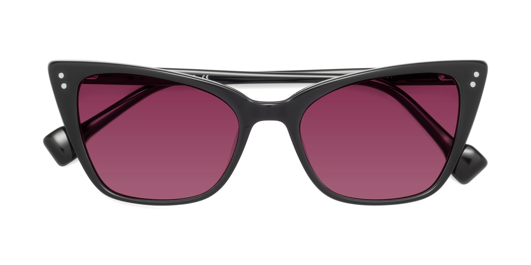 Folded Front of 1491 in Black with Wine Tinted Lenses