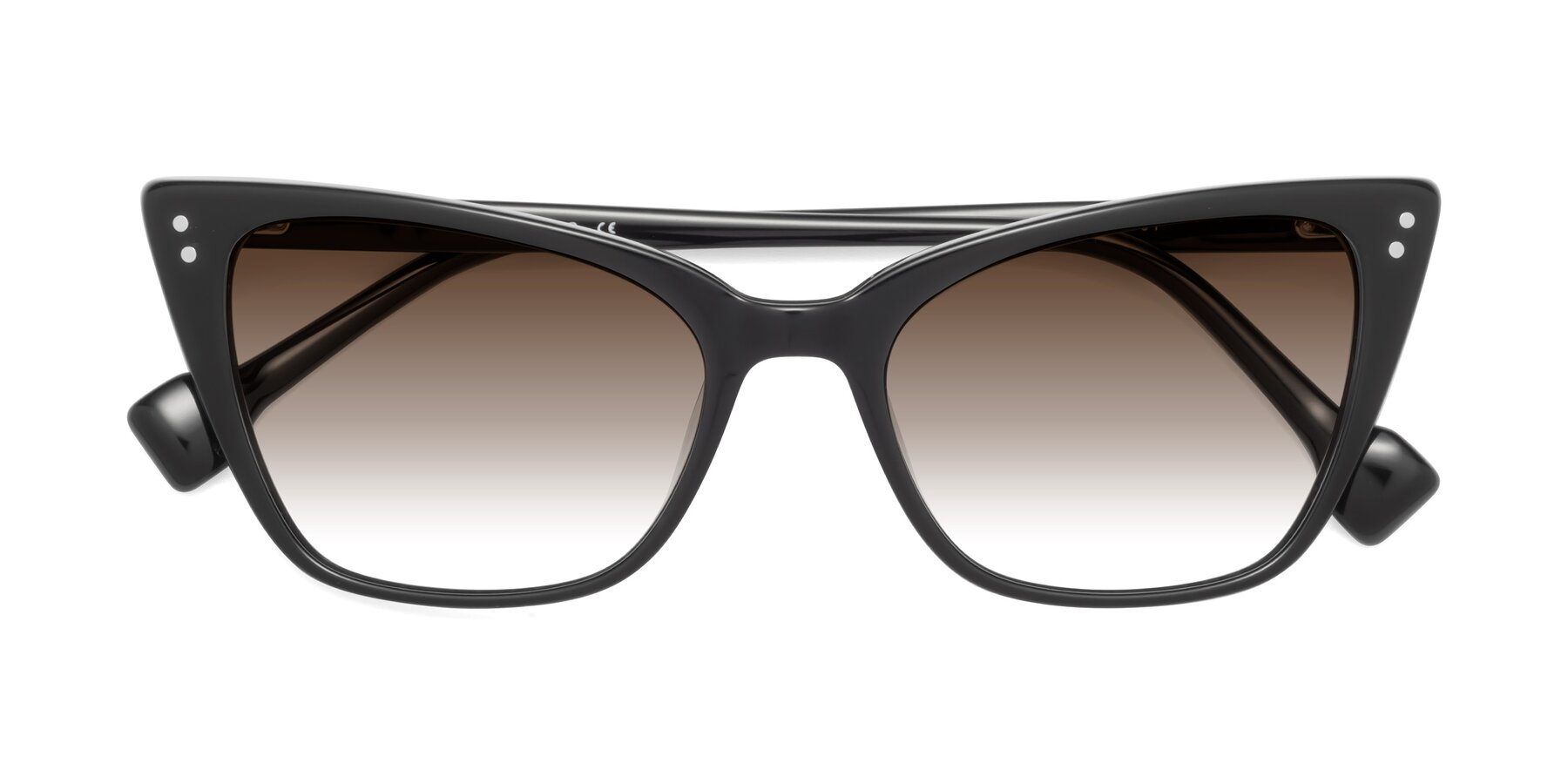 Folded Front of 1491 in Black with Brown Gradient Lenses