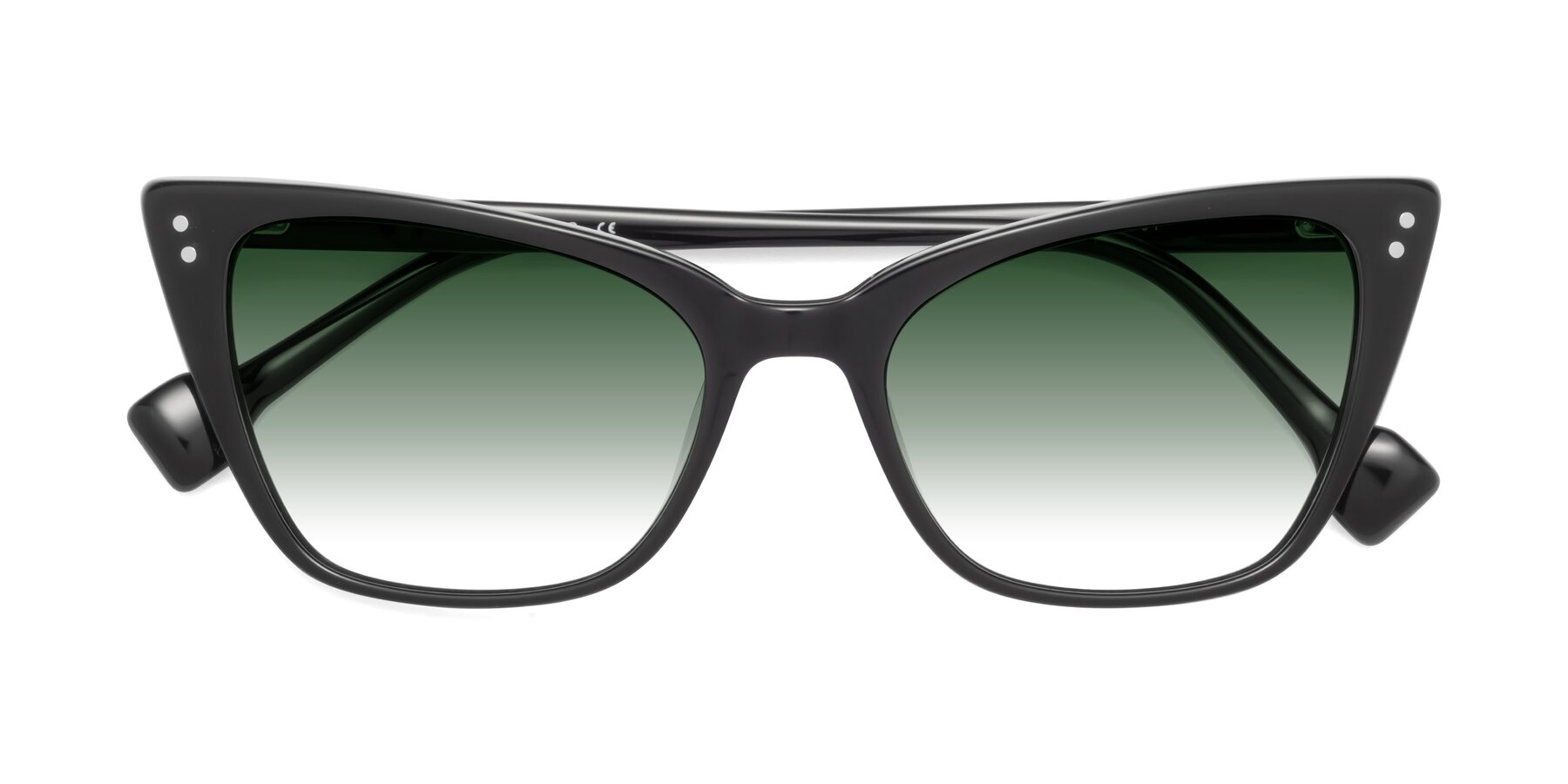 Folded Front of 1491 in Black with Green Gradient Lenses