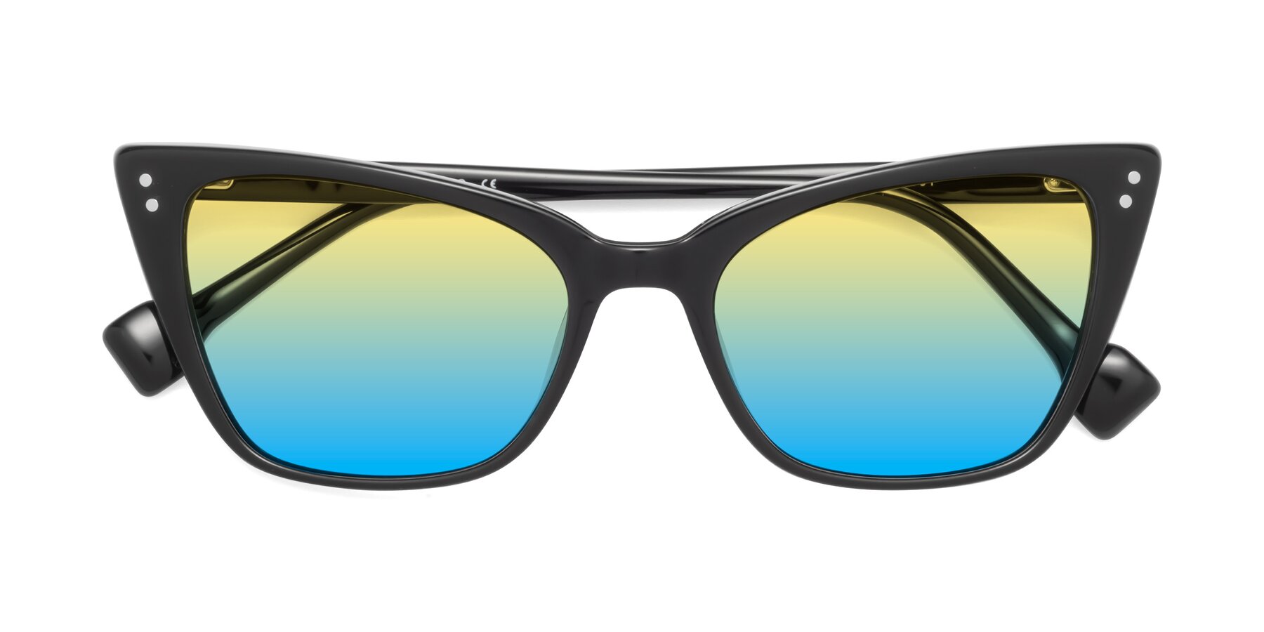 Folded Front of 1491 in Black with Yellow / Blue Gradient Lenses