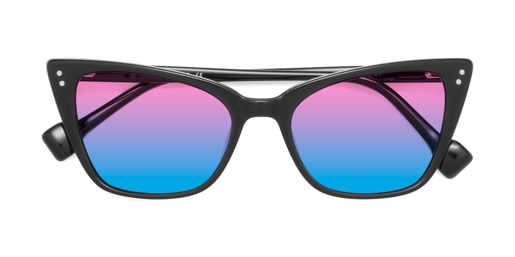 Folded Front of 1491 in Black with Pink / Blue Gradient Lenses