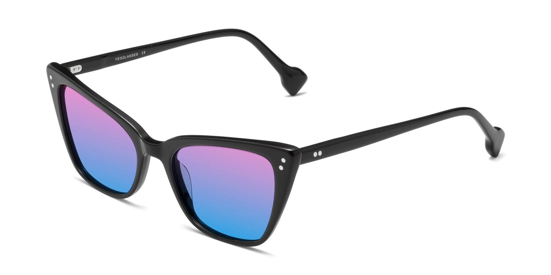 Angle of 1491 in Black with Pink / Blue Gradient Lenses
