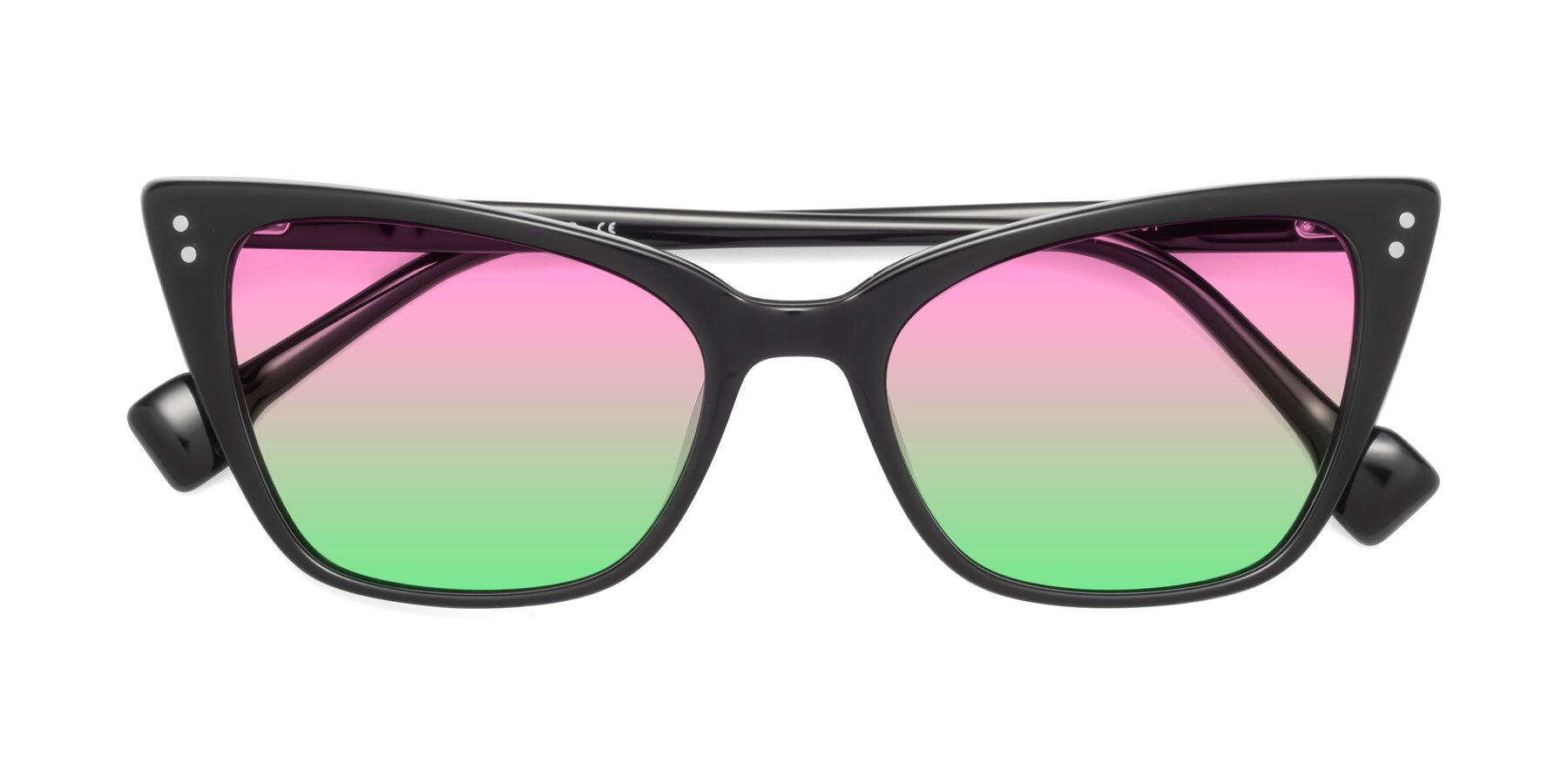 Folded Front of 1491 in Black with Pink / Green Gradient Lenses