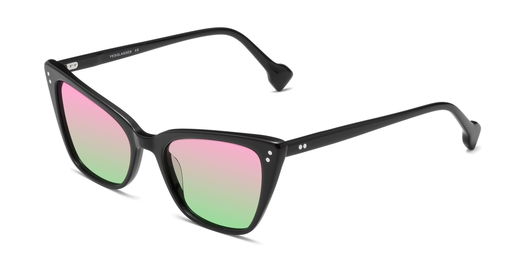 Angle of 1491 in Black with Pink / Green Gradient Lenses
