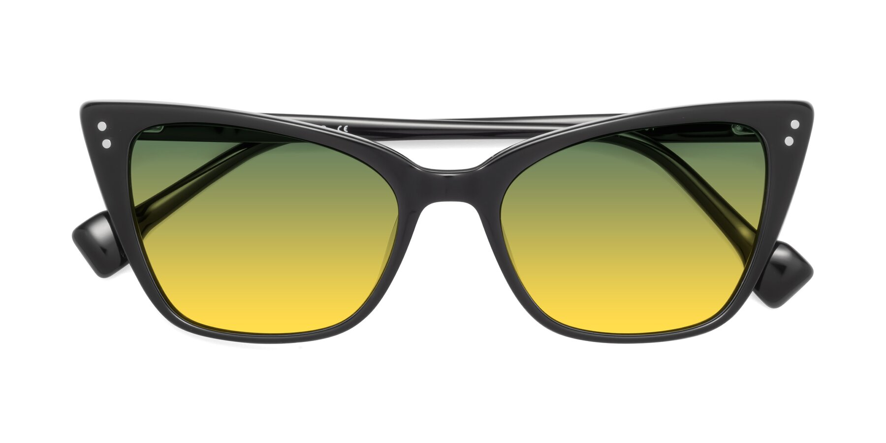 Folded Front of 1491 in Black with Green / Yellow Gradient Lenses