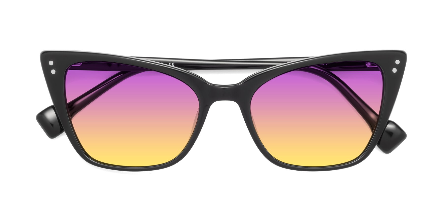 Folded Front of 1491 in Black with Purple / Yellow Gradient Lenses