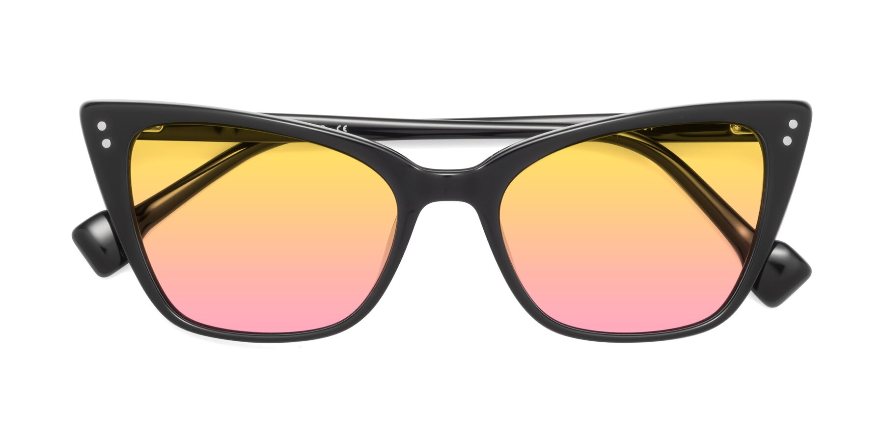 Folded Front of 1491 in Black with Yellow / Pink Gradient Lenses