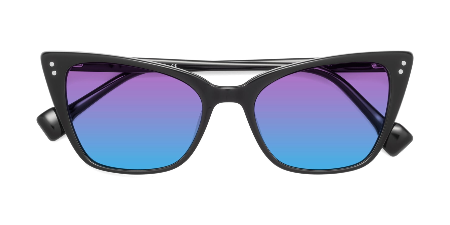 Folded Front of 1491 in Black with Purple / Blue Gradient Lenses