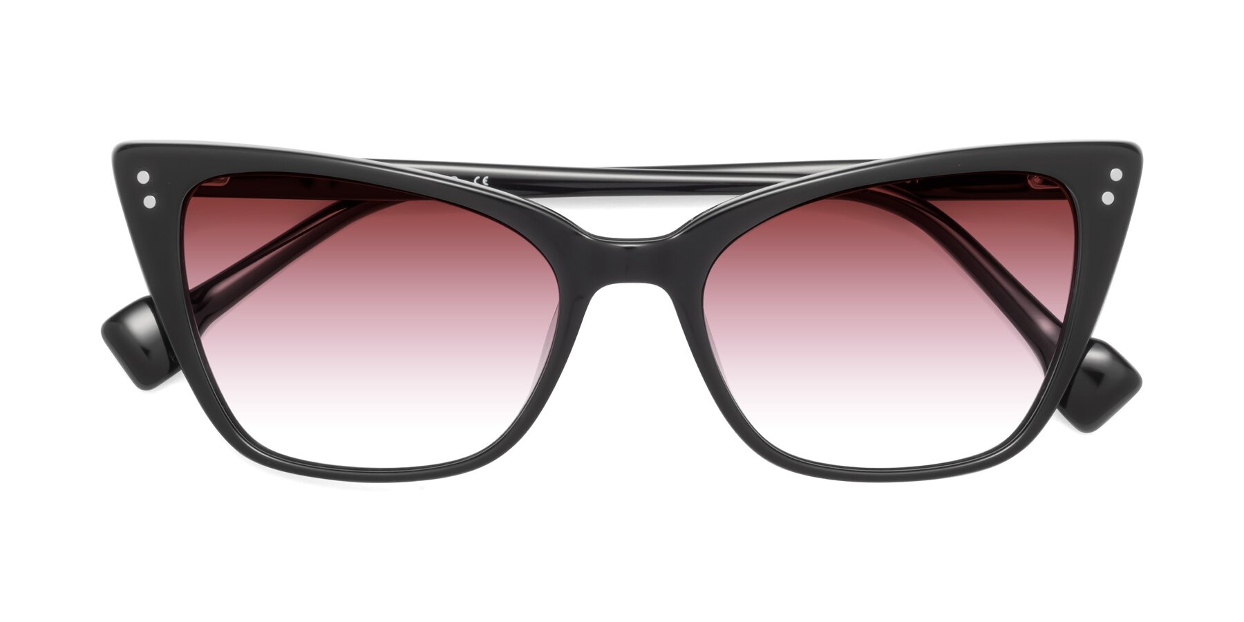 Folded Front of 1491 in Black with Garnet Gradient Lenses