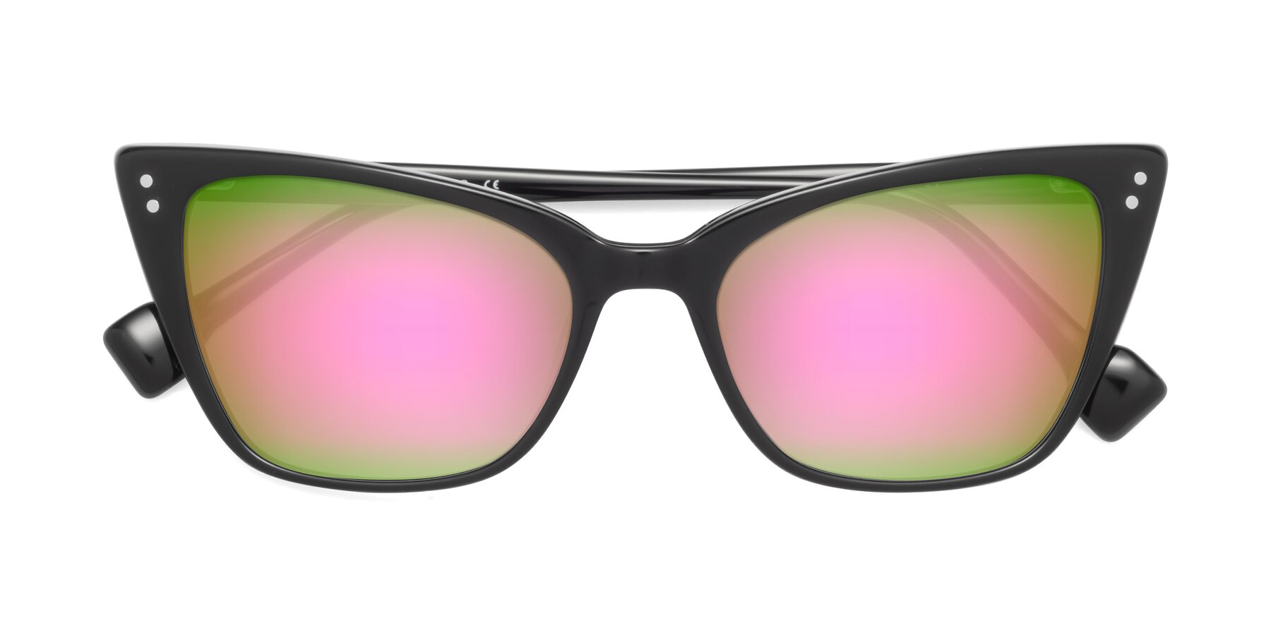 Folded Front of 1491 in Black with Pink Mirrored Lenses