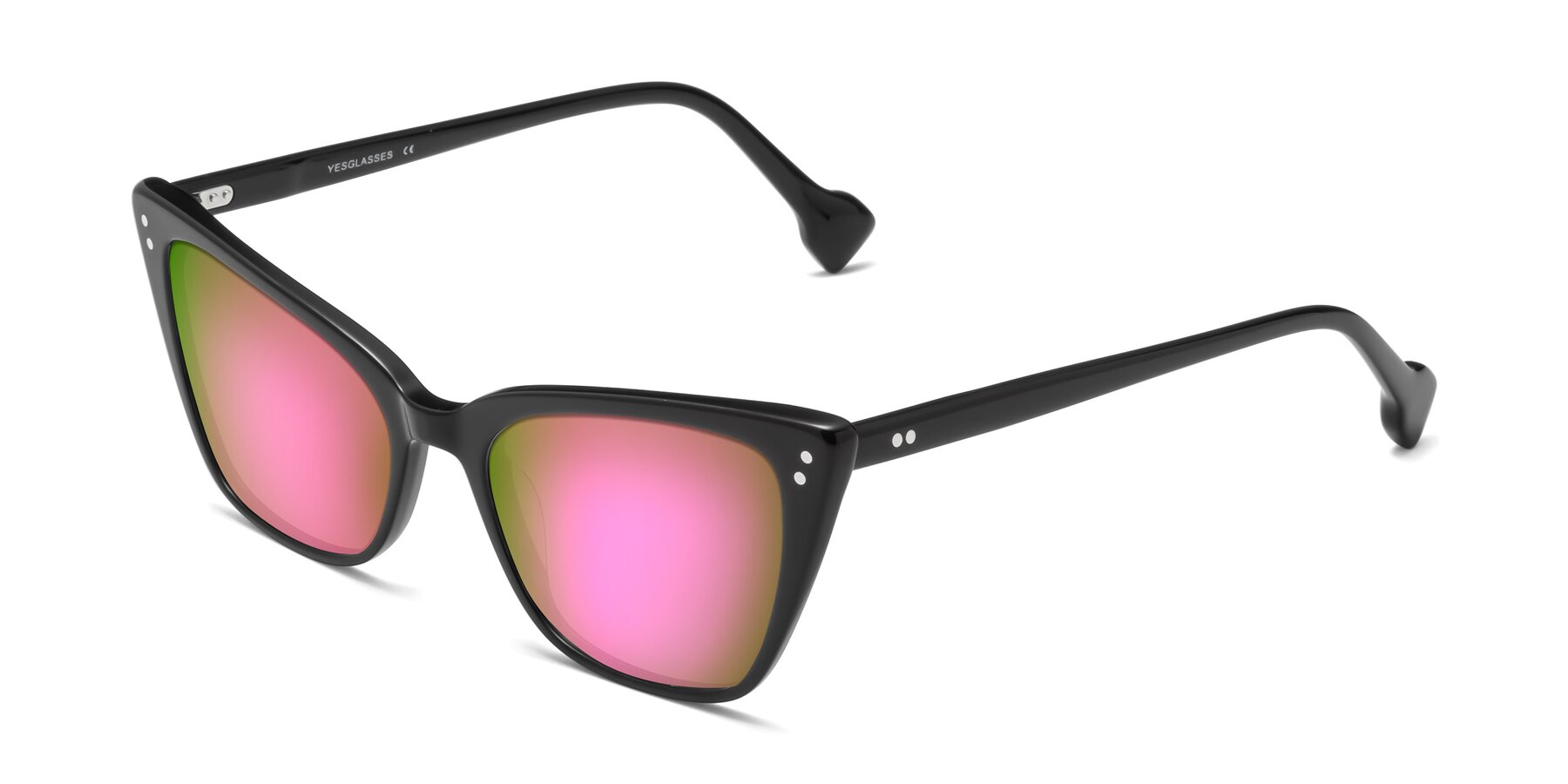 Angle of 1491 in Black with Pink Mirrored Lenses