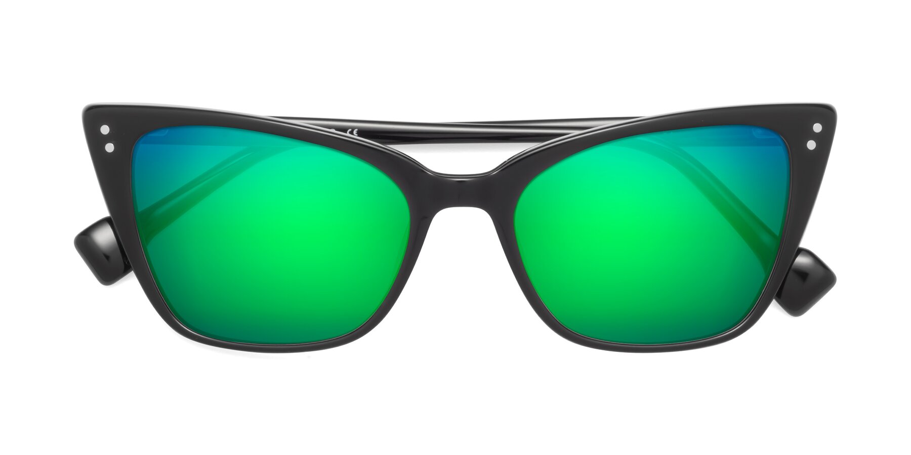 Folded Front of 1491 in Black with Green Mirrored Lenses