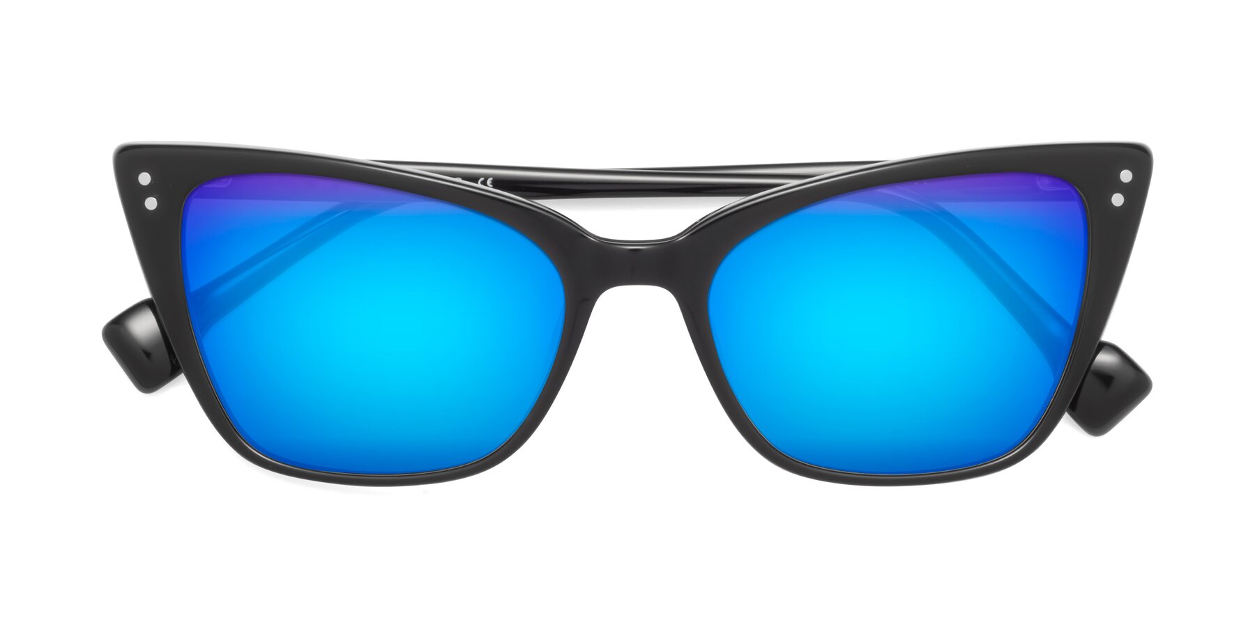 Folded Front of 1491 in Black with Blue Mirrored Lenses