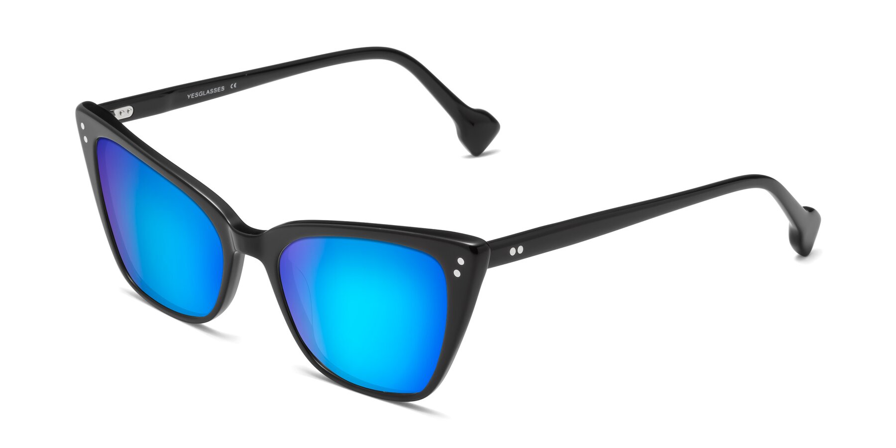 Angle of 1491 in Black with Blue Mirrored Lenses