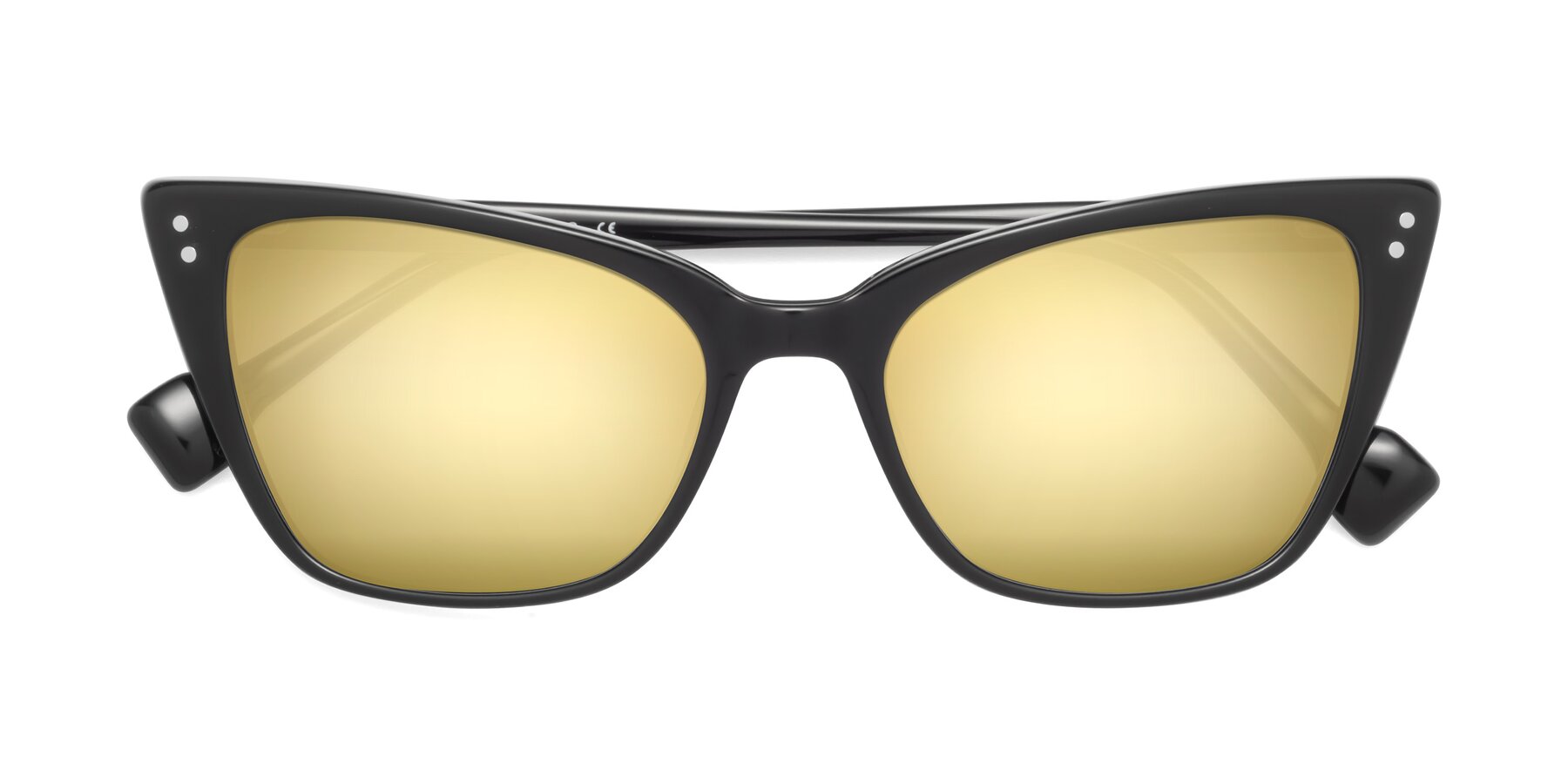 Folded Front of 1491 in Black with Gold Mirrored Lenses