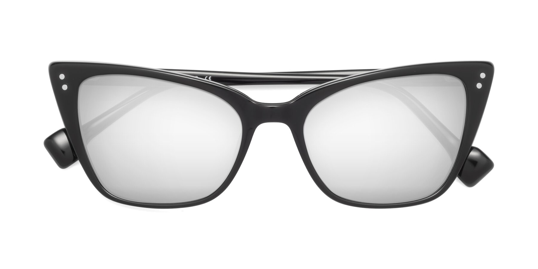 Folded Front of 1491 in Black with Silver Mirrored Lenses