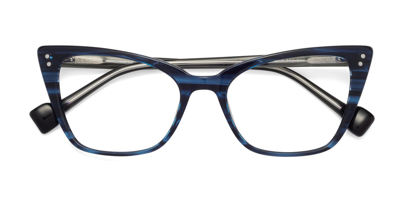 1491 - Stripe Blue Eyeglasses