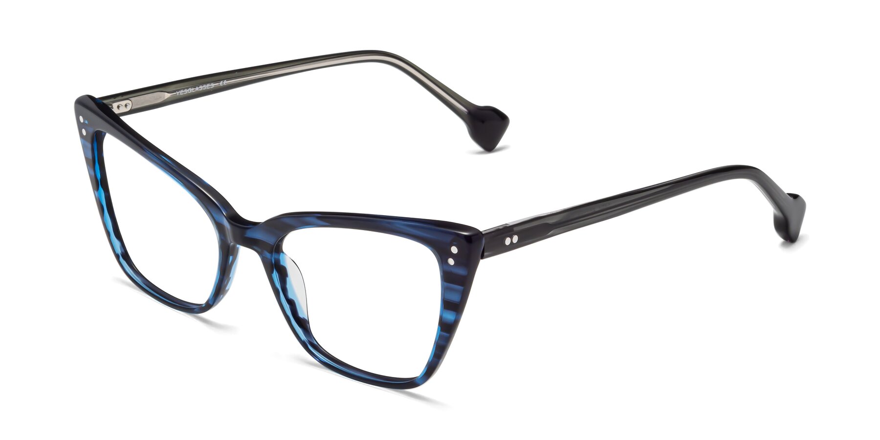 Angle of 1491 in Stripe Blue with Clear Eyeglass Lenses