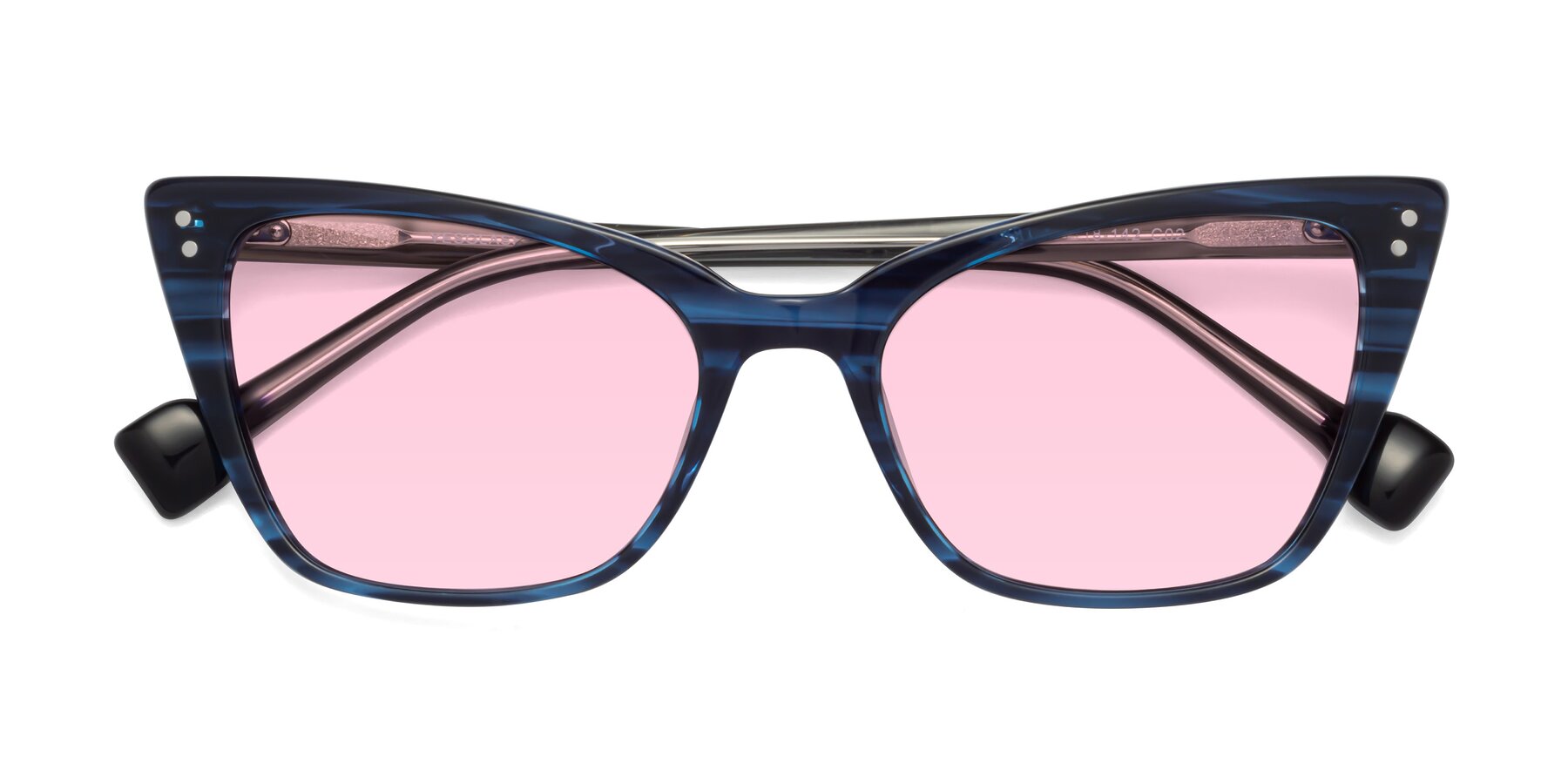 Folded Front of 1491 in Stripe Blue with Light Pink Tinted Lenses