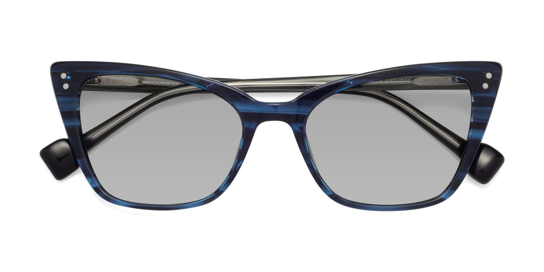 Folded Front of 1491 in Stripe Blue with Light Gray Tinted Lenses