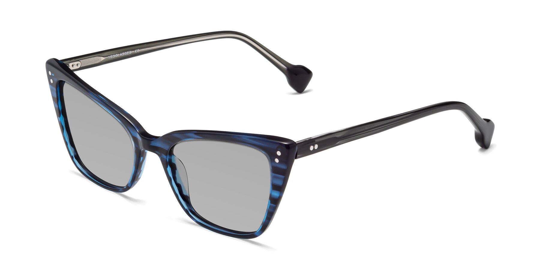 Angle of 1491 in Stripe Blue with Light Gray Tinted Lenses