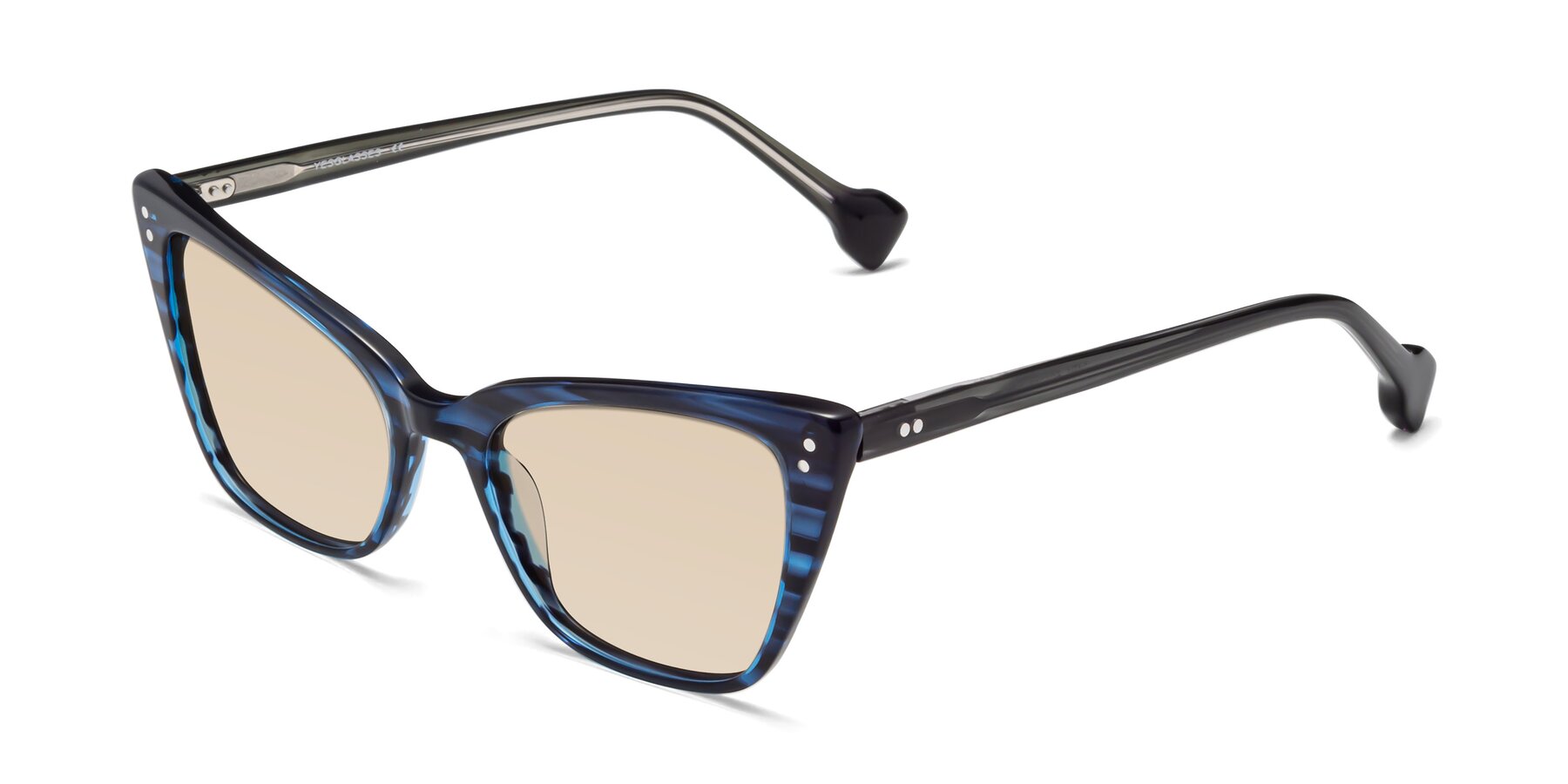 Angle of 1491 in Stripe Blue with Light Brown Tinted Lenses