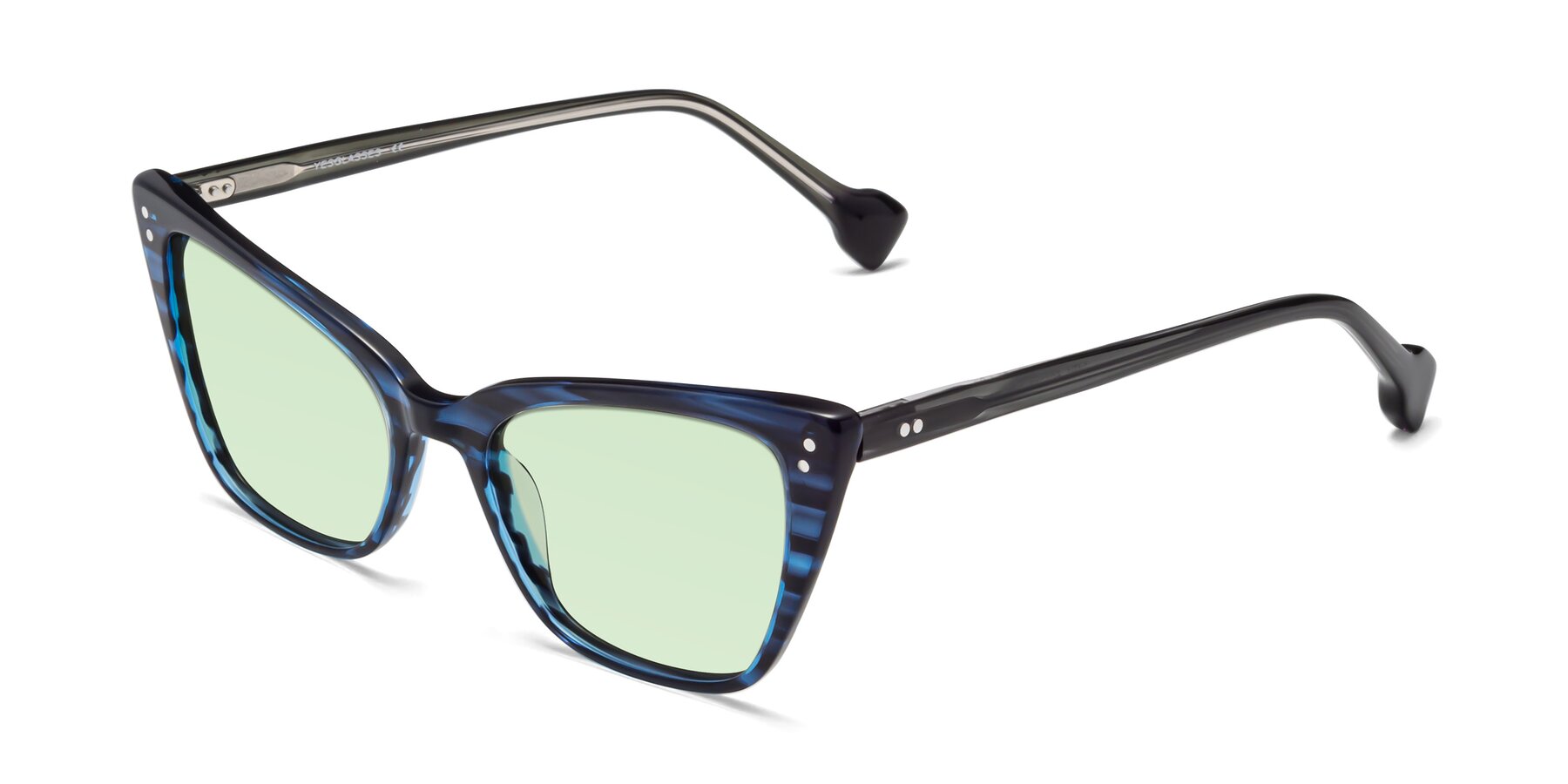 Angle of 1491 in Stripe Blue with Light Green Tinted Lenses