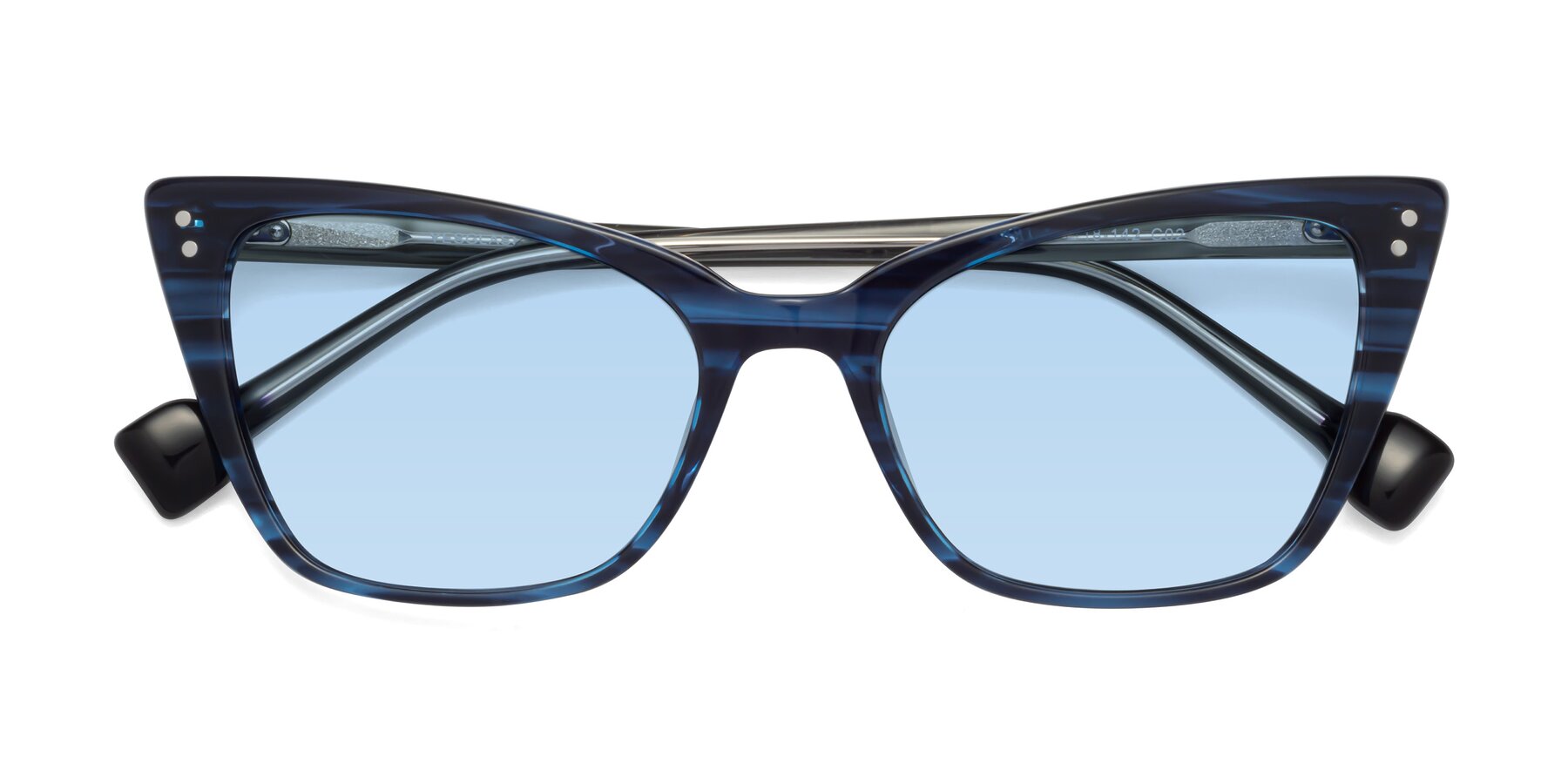 Folded Front of 1491 in Stripe Blue with Light Blue Tinted Lenses