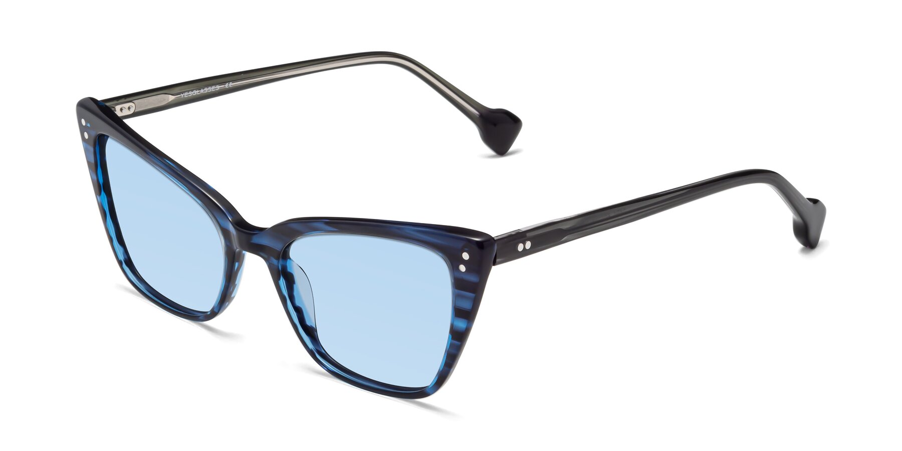 Angle of 1491 in Stripe Blue with Light Blue Tinted Lenses