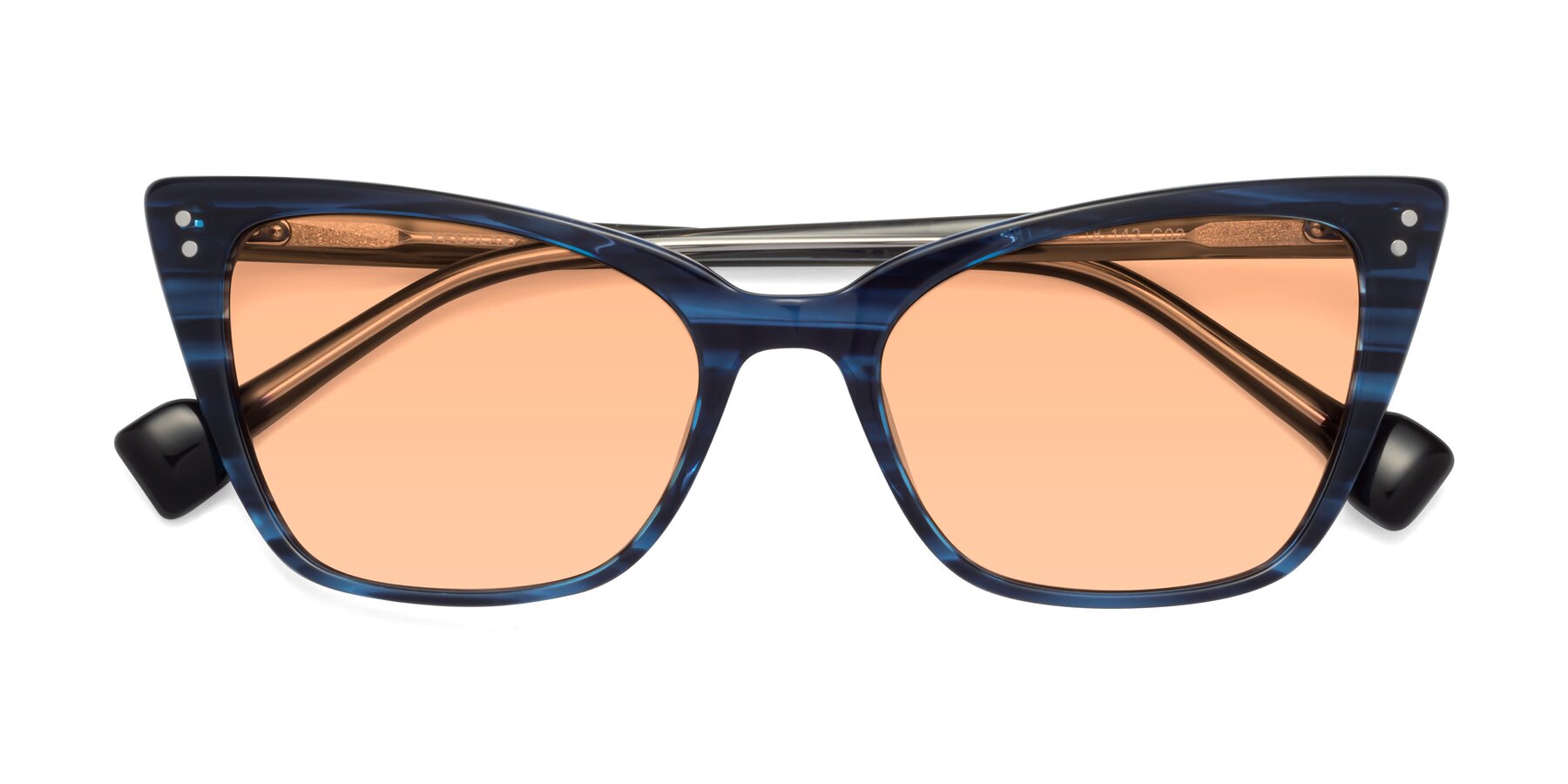 Folded Front of 1491 in Stripe Blue with Light Orange Tinted Lenses