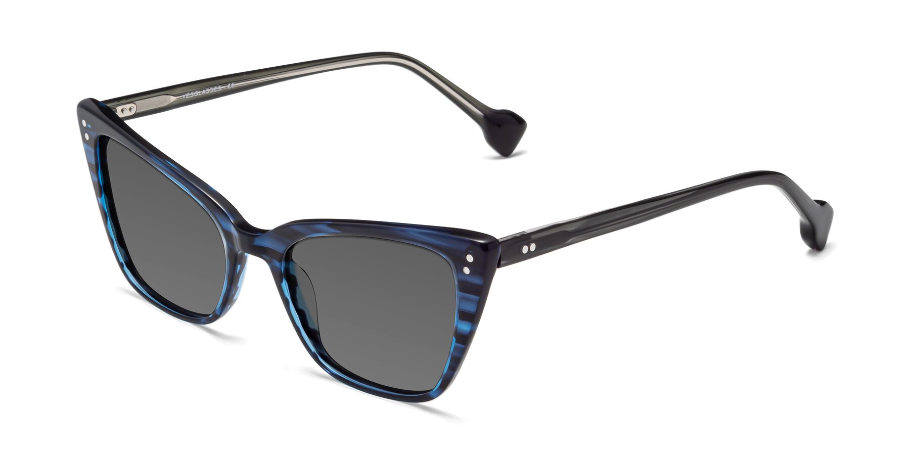 Angle of 1491 in Stripe Blue with Medium Gray Tinted Lenses