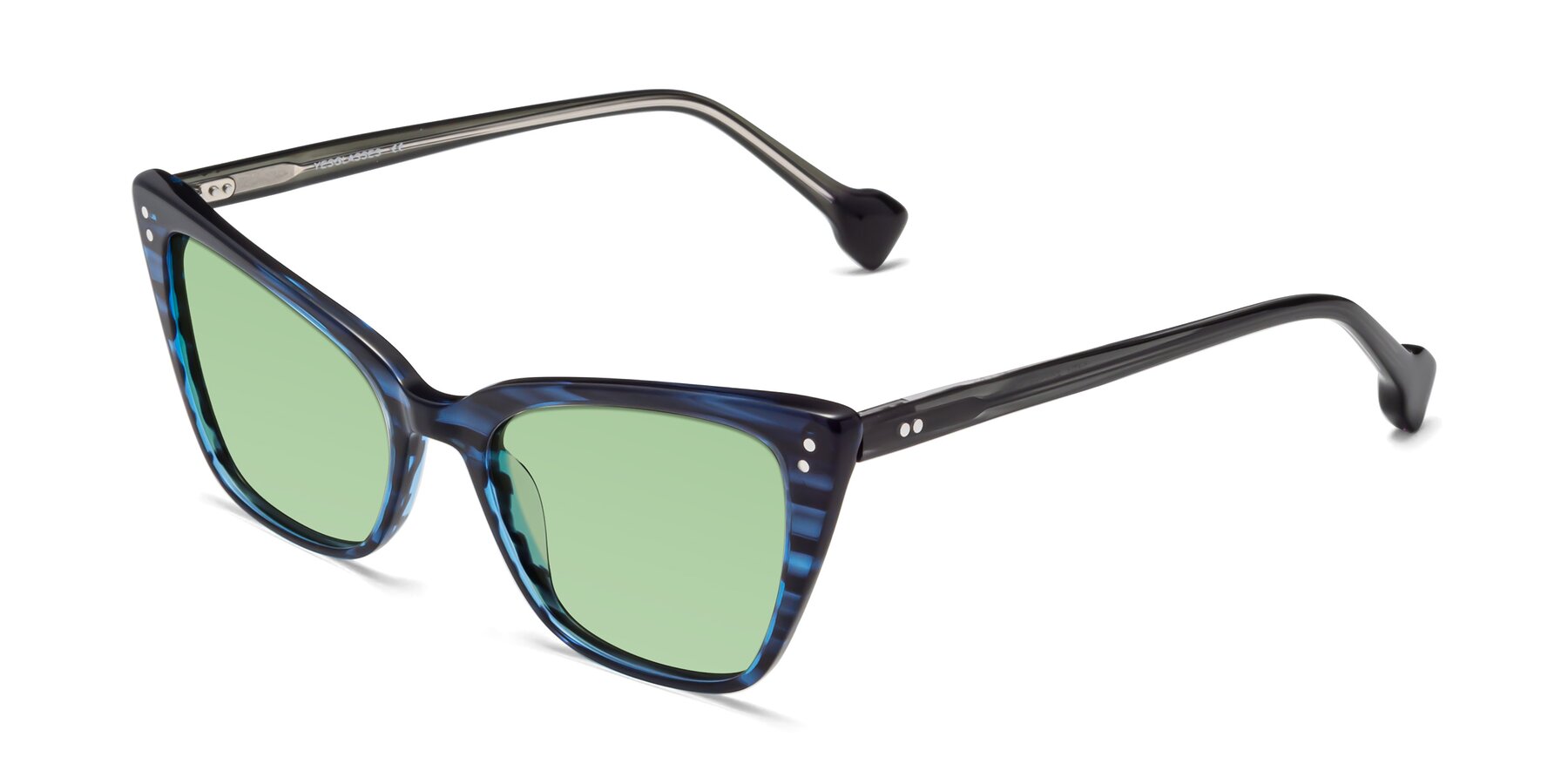 Angle of 1491 in Stripe Blue with Medium Green Tinted Lenses
