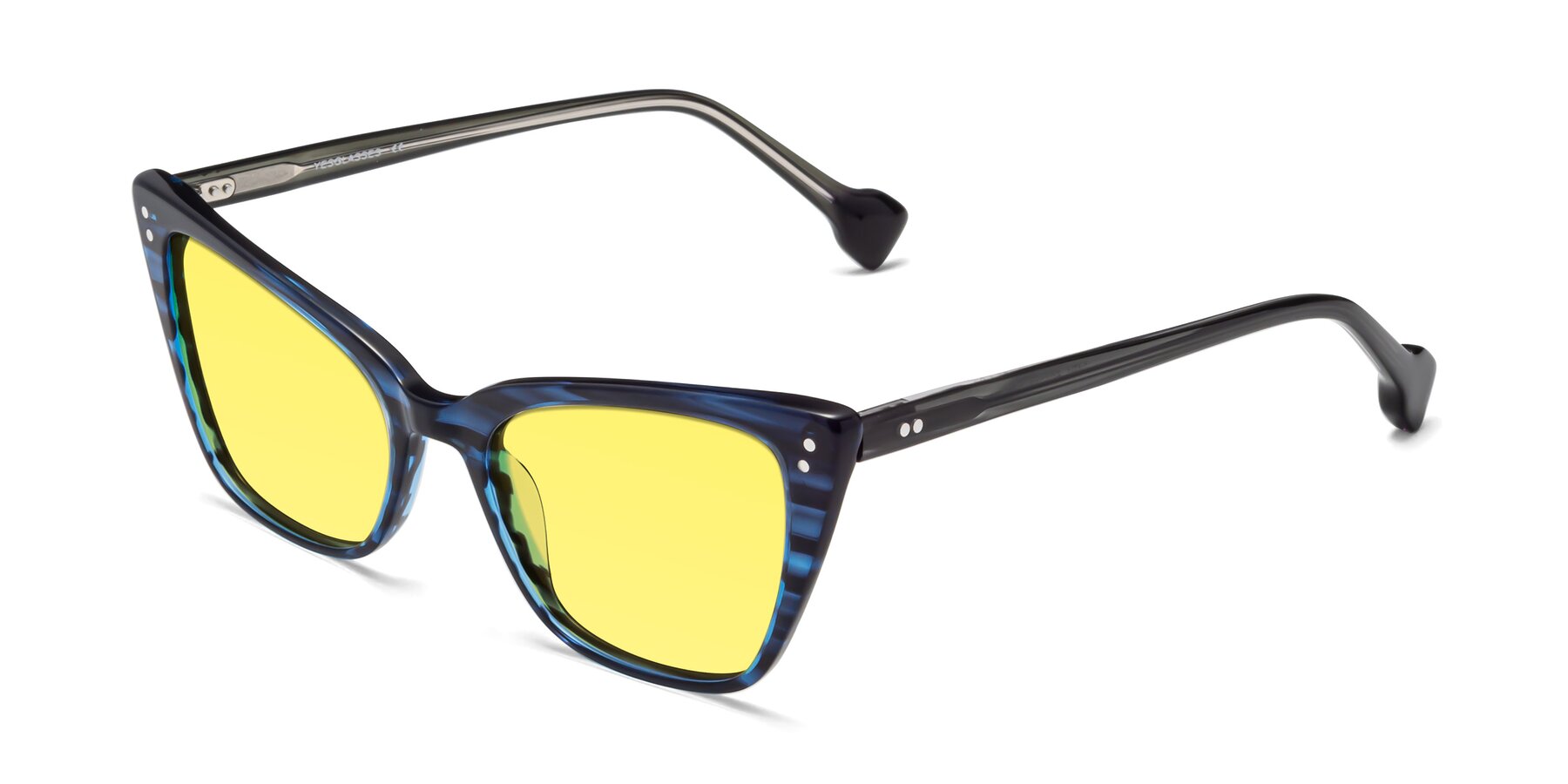 Angle of 1491 in Stripe Blue with Medium Yellow Tinted Lenses
