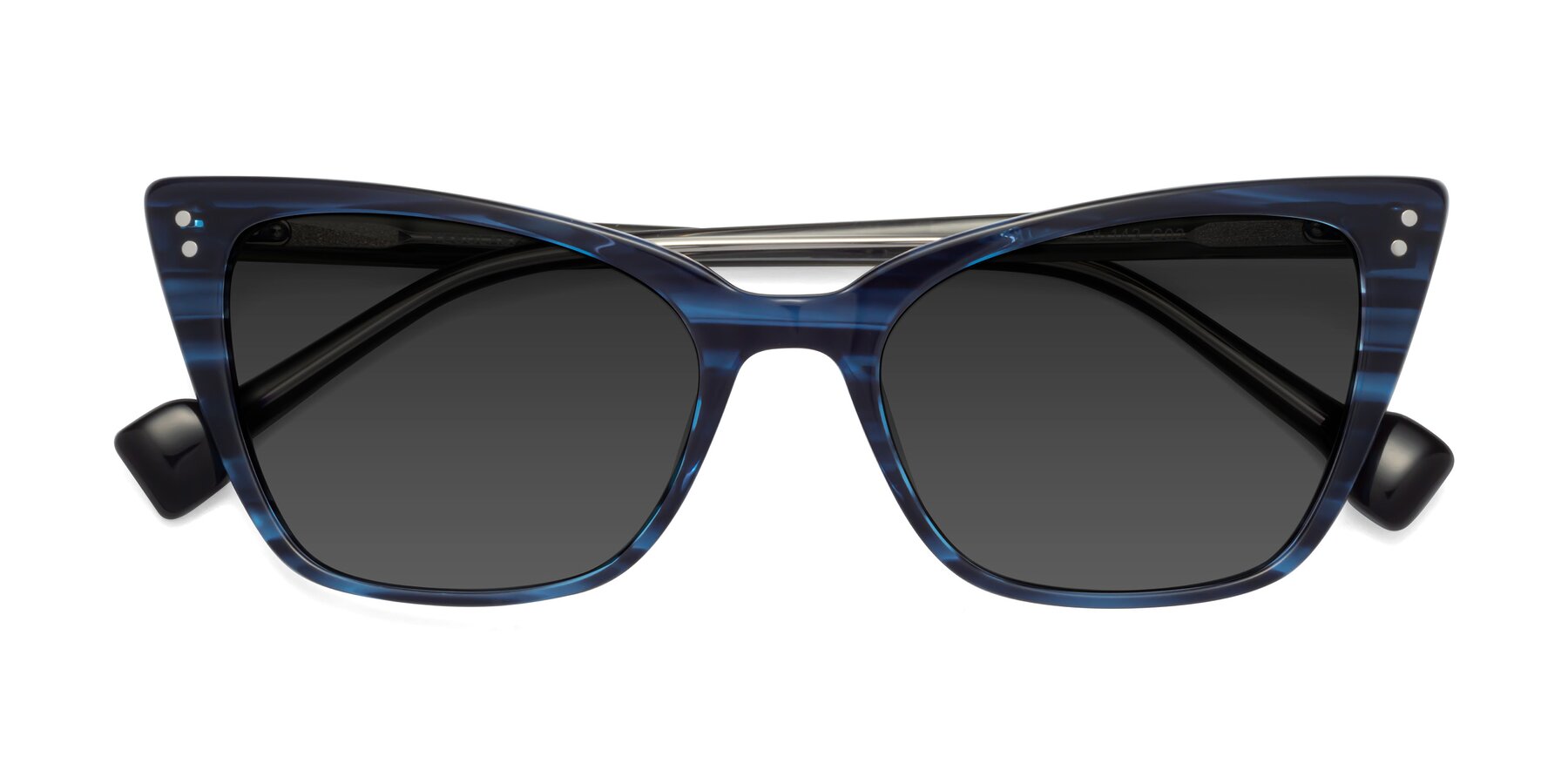 Folded Front of 1491 in Stripe Blue with Gray Tinted Lenses