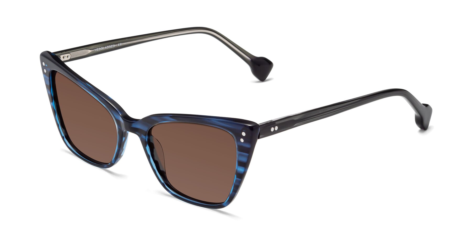 Angle of 1491 in Stripe Blue with Brown Tinted Lenses