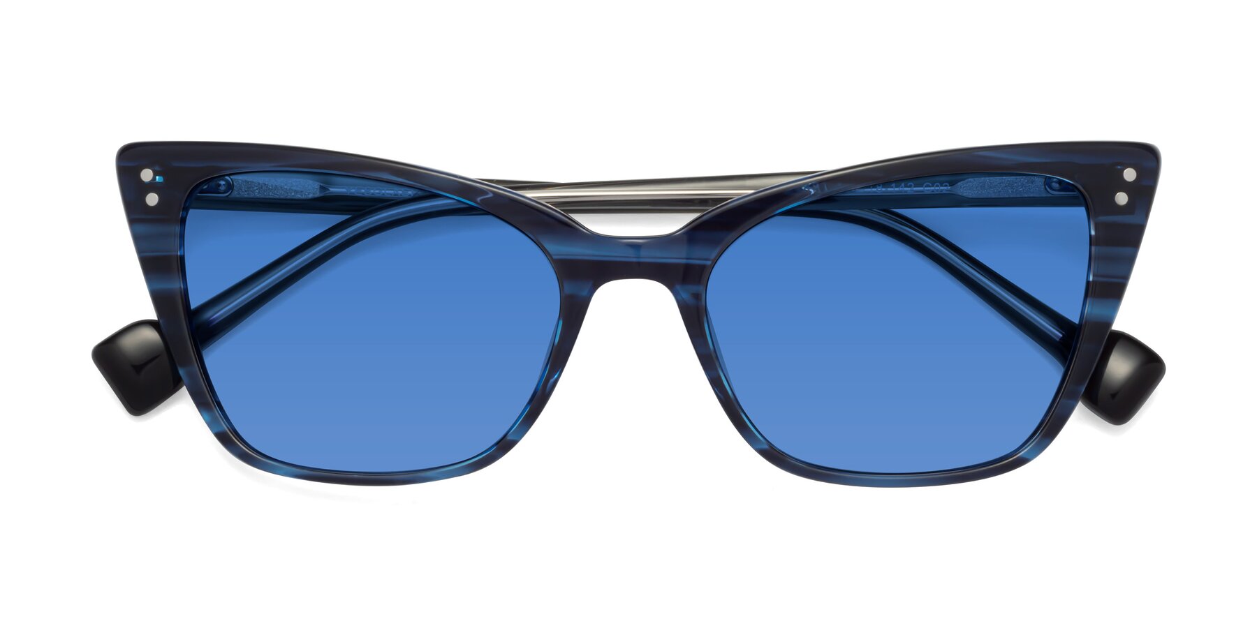 Folded Front of 1491 in Stripe Blue with Blue Tinted Lenses