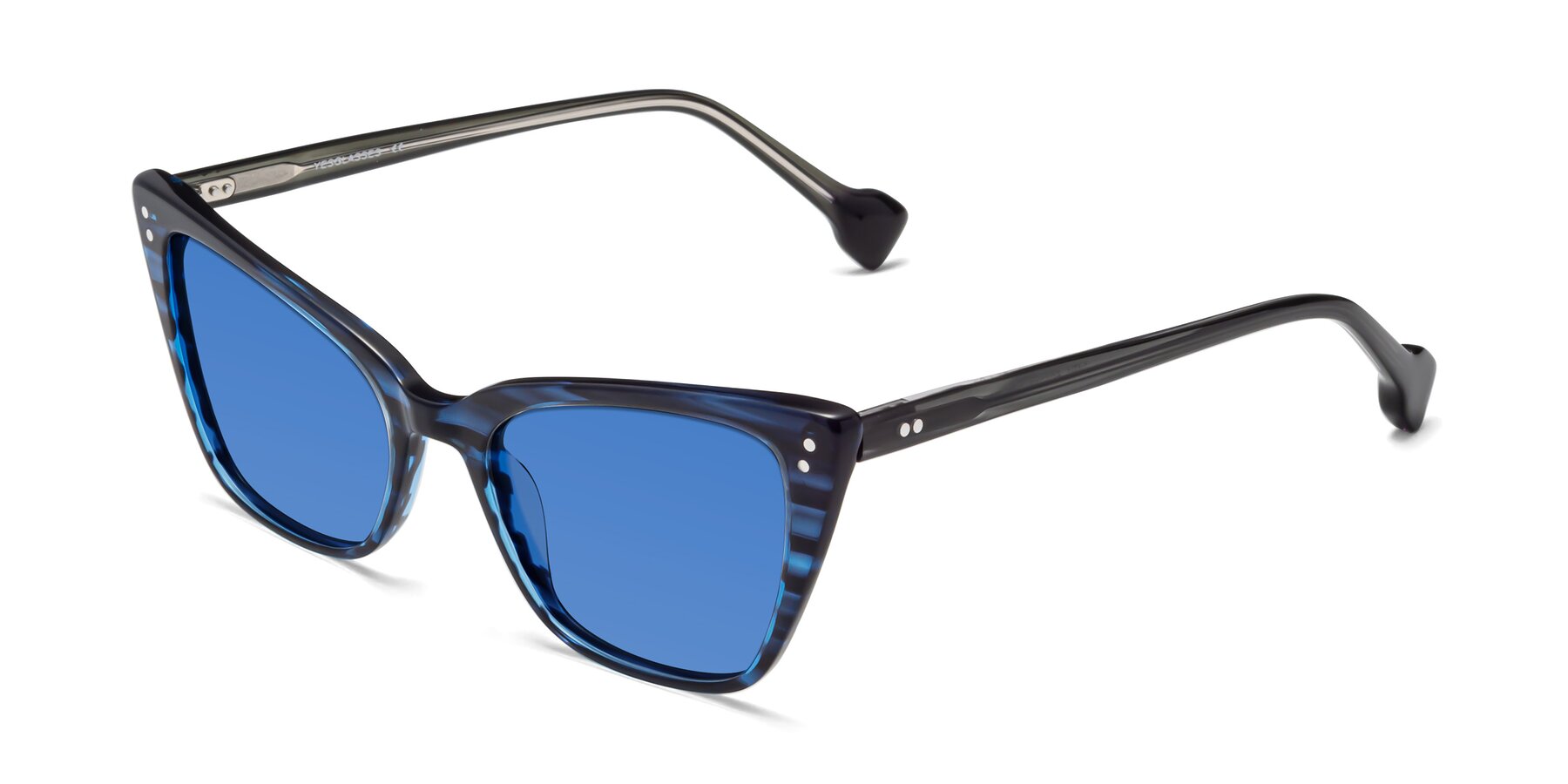 Angle of 1491 in Stripe Blue with Blue Tinted Lenses