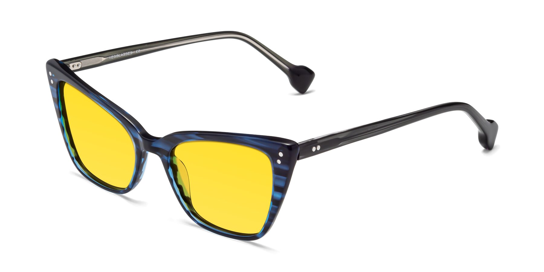 Angle of 1491 in Stripe Blue with Yellow Tinted Lenses