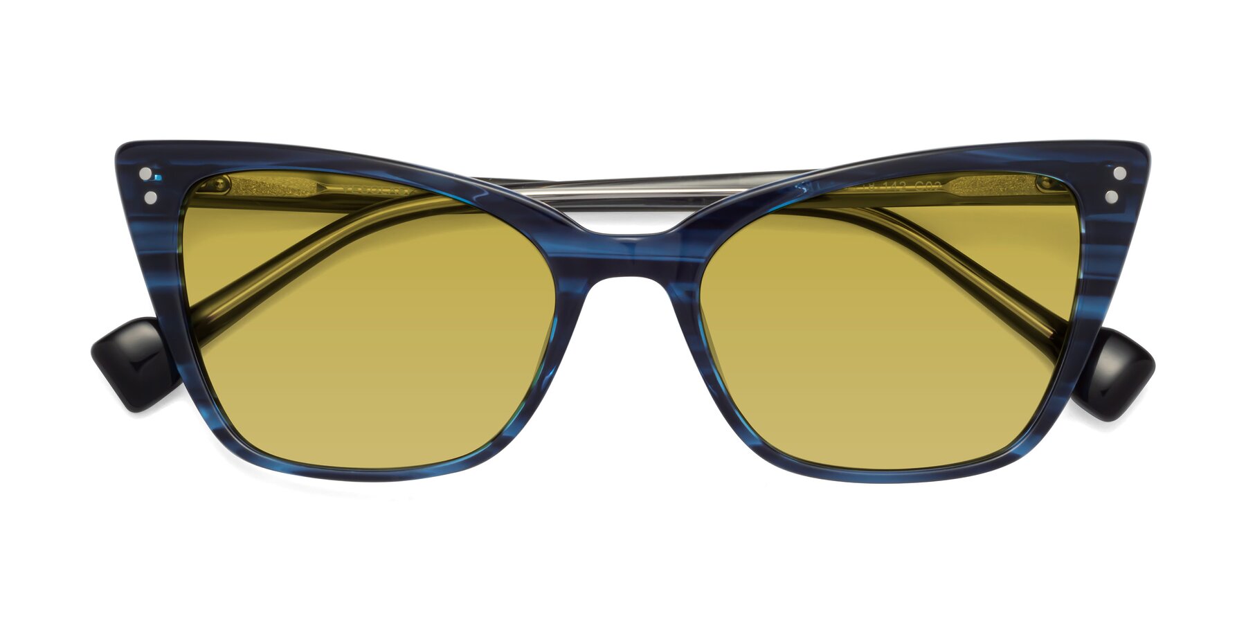 Folded Front of 1491 in Stripe Blue with Champagne Tinted Lenses