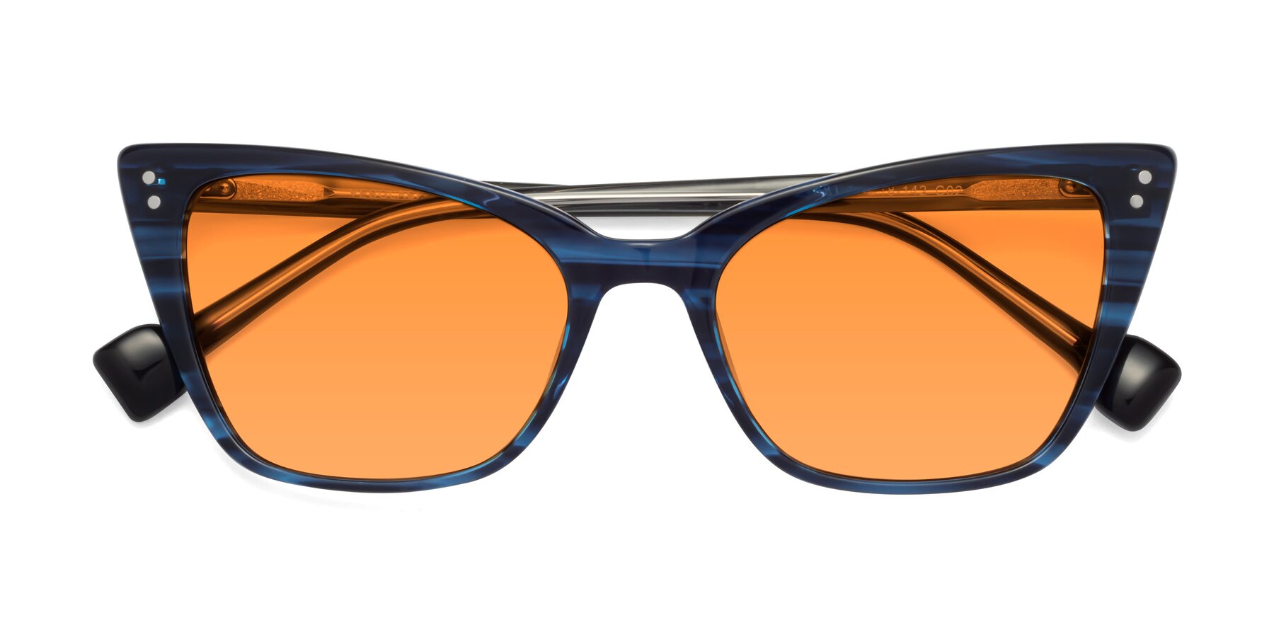 Folded Front of 1491 in Stripe Blue with Orange Tinted Lenses
