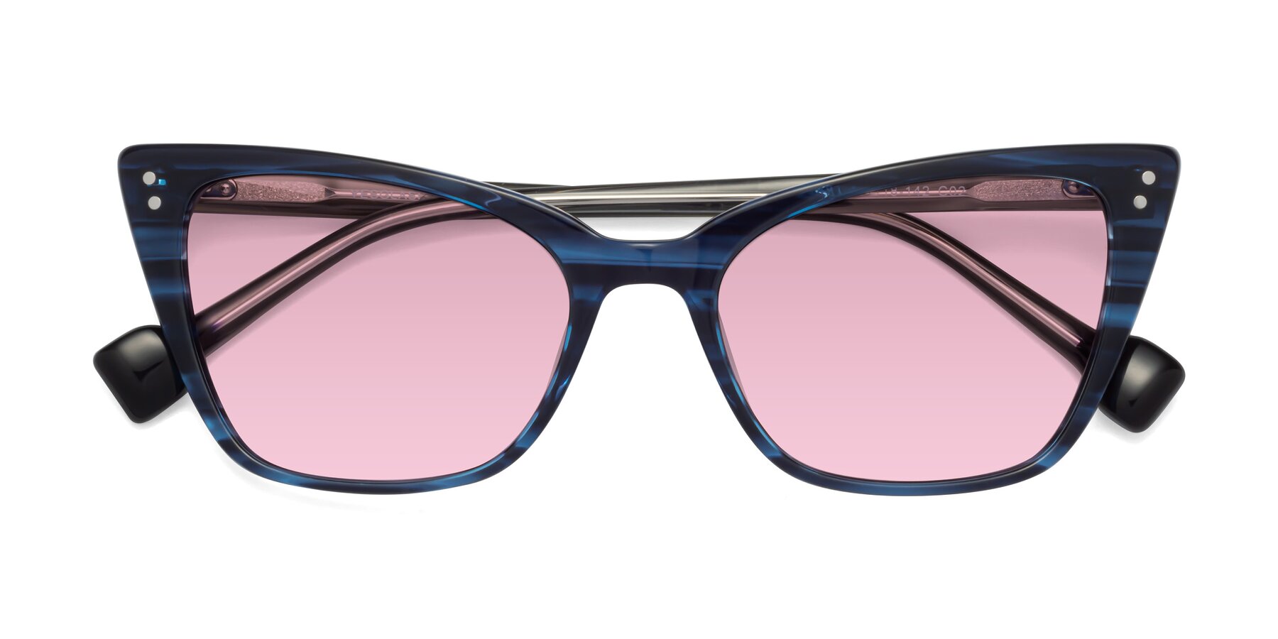 Folded Front of 1491 in Stripe Blue with Light Wine Tinted Lenses