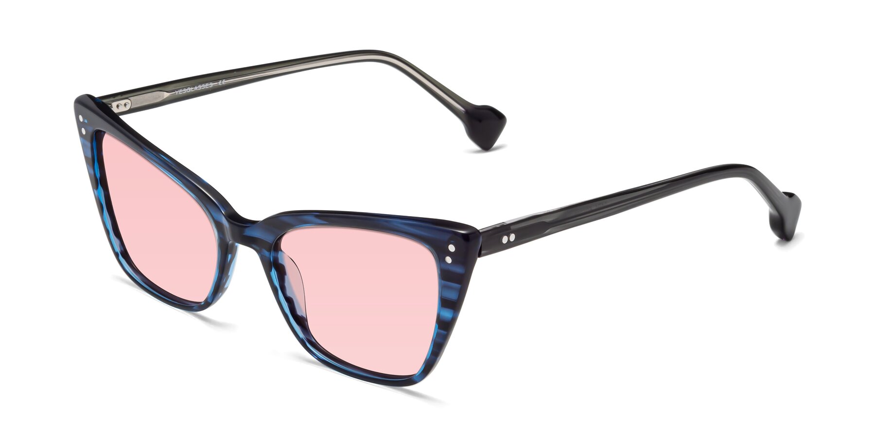 Angle of 1491 in Stripe Blue with Light Garnet Tinted Lenses