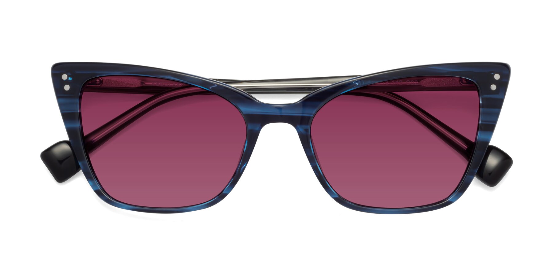 Folded Front of 1491 in Stripe Blue with Wine Tinted Lenses