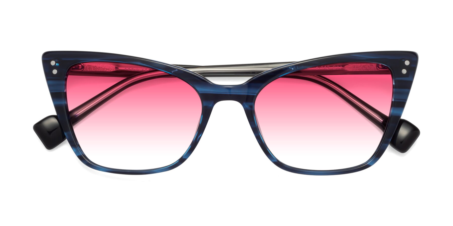 Folded Front of 1491 in Stripe Blue with Pink Gradient Lenses