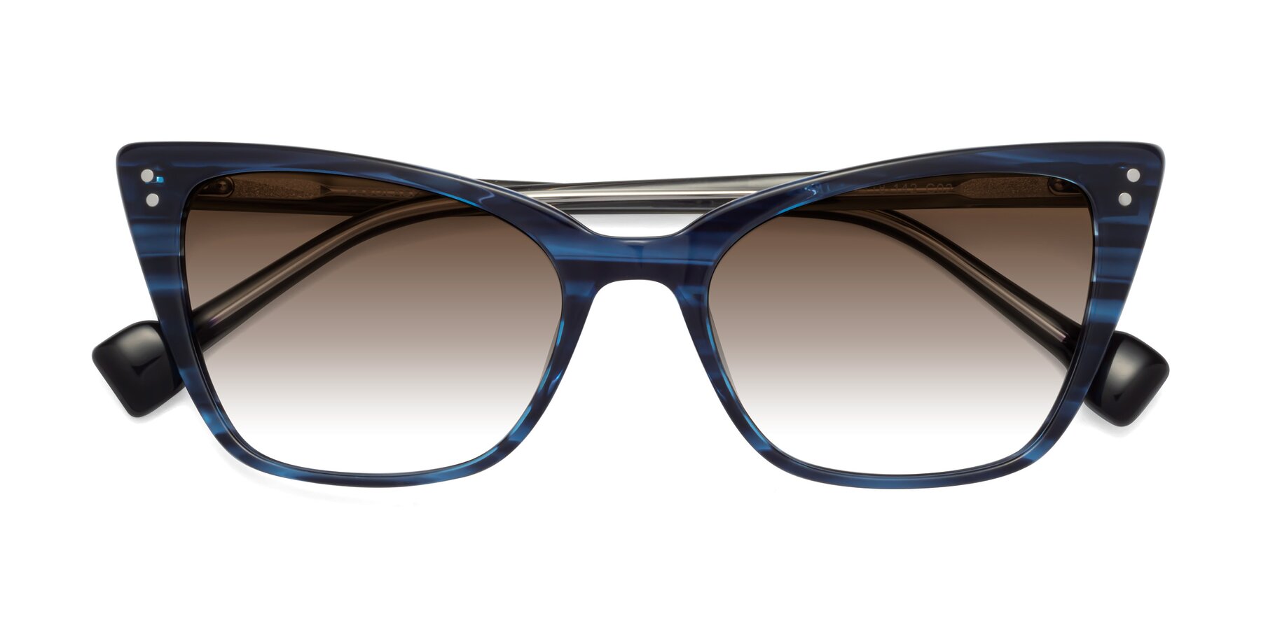Folded Front of 1491 in Stripe Blue with Brown Gradient Lenses