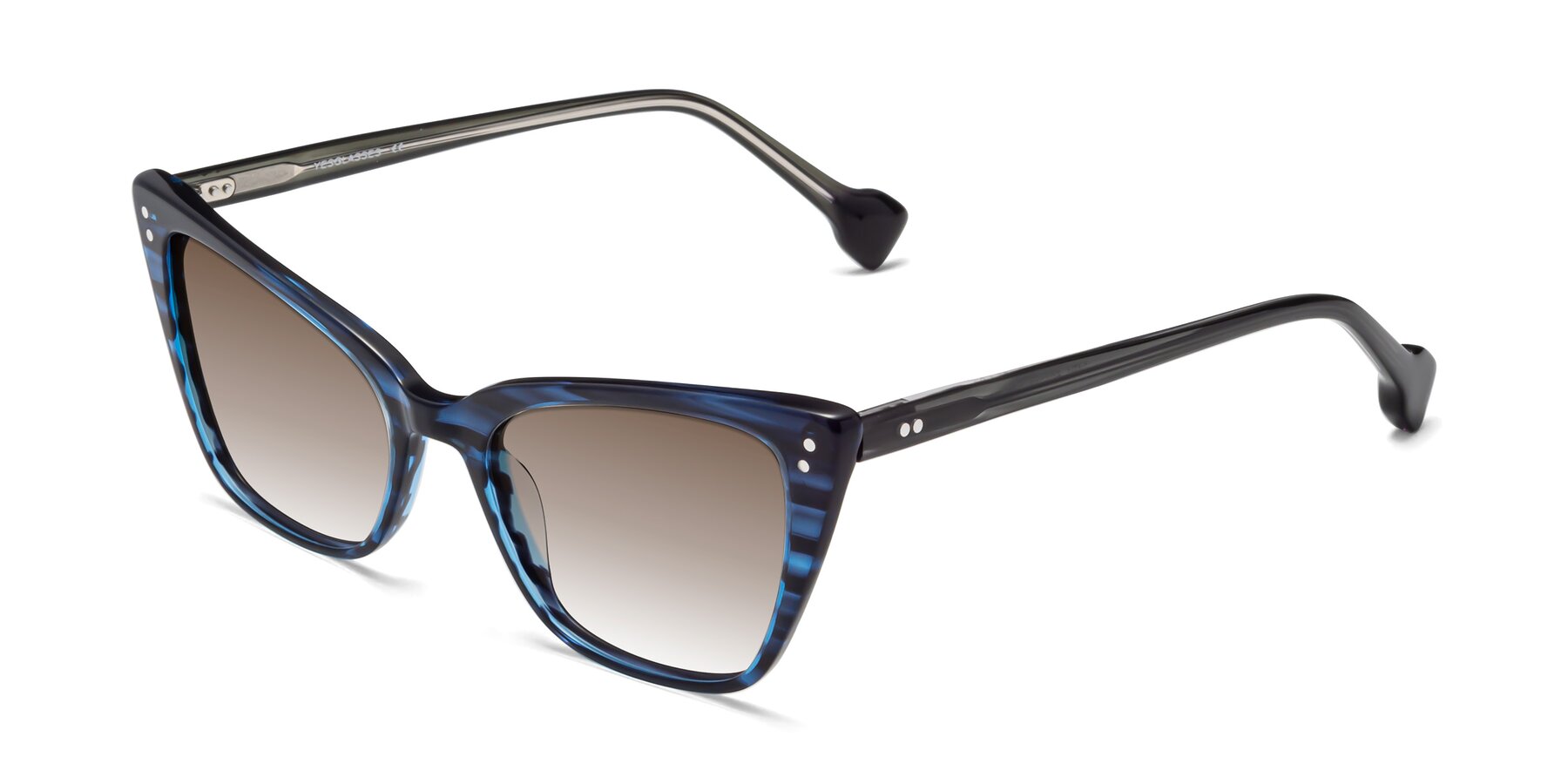Angle of 1491 in Stripe Blue with Brown Gradient Lenses