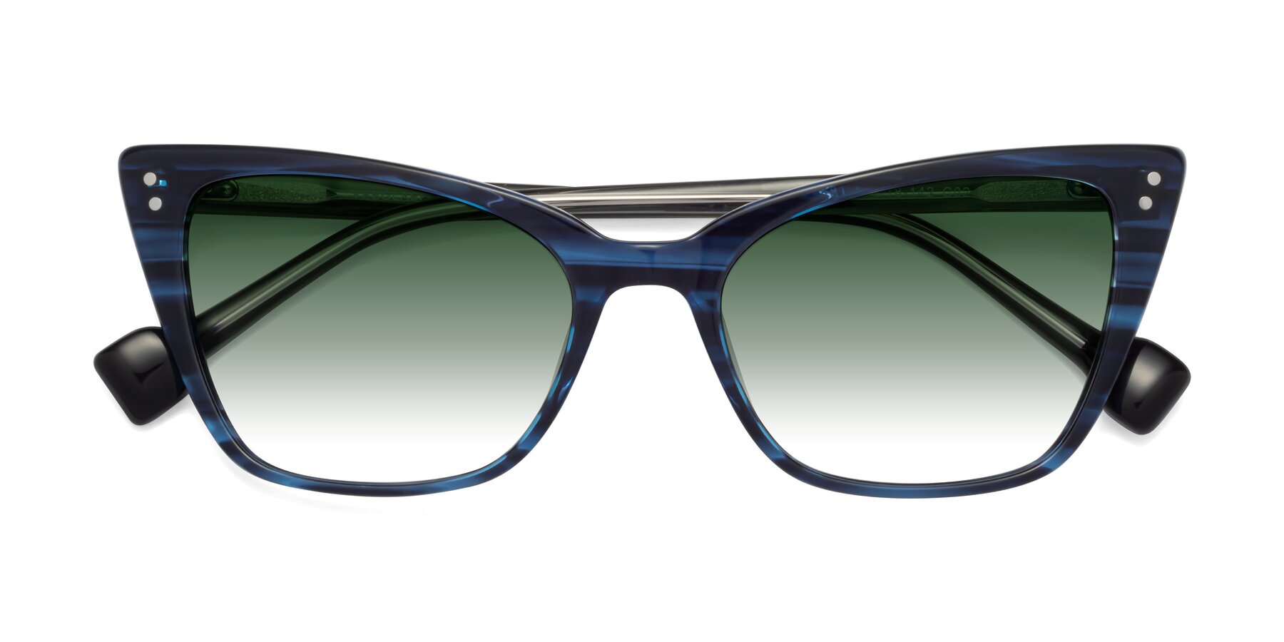 Folded Front of 1491 in Stripe Blue with Green Gradient Lenses