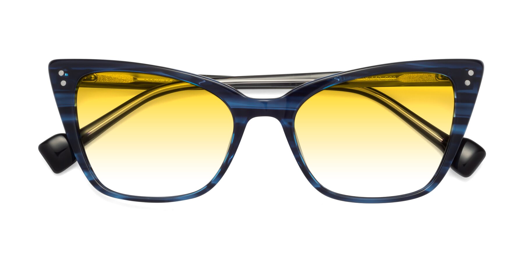 Folded Front of 1491 in Stripe Blue with Yellow Gradient Lenses