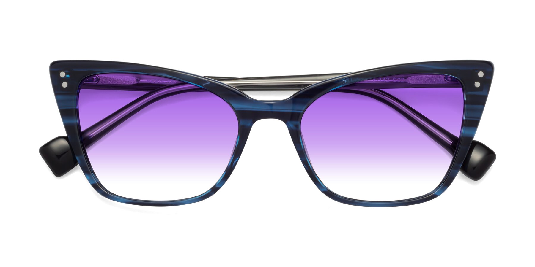 Folded Front of 1491 in Stripe Blue with Purple Gradient Lenses